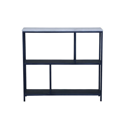 30" Black and White Iron Three Tier Geometric Bookcase HomeRoots
