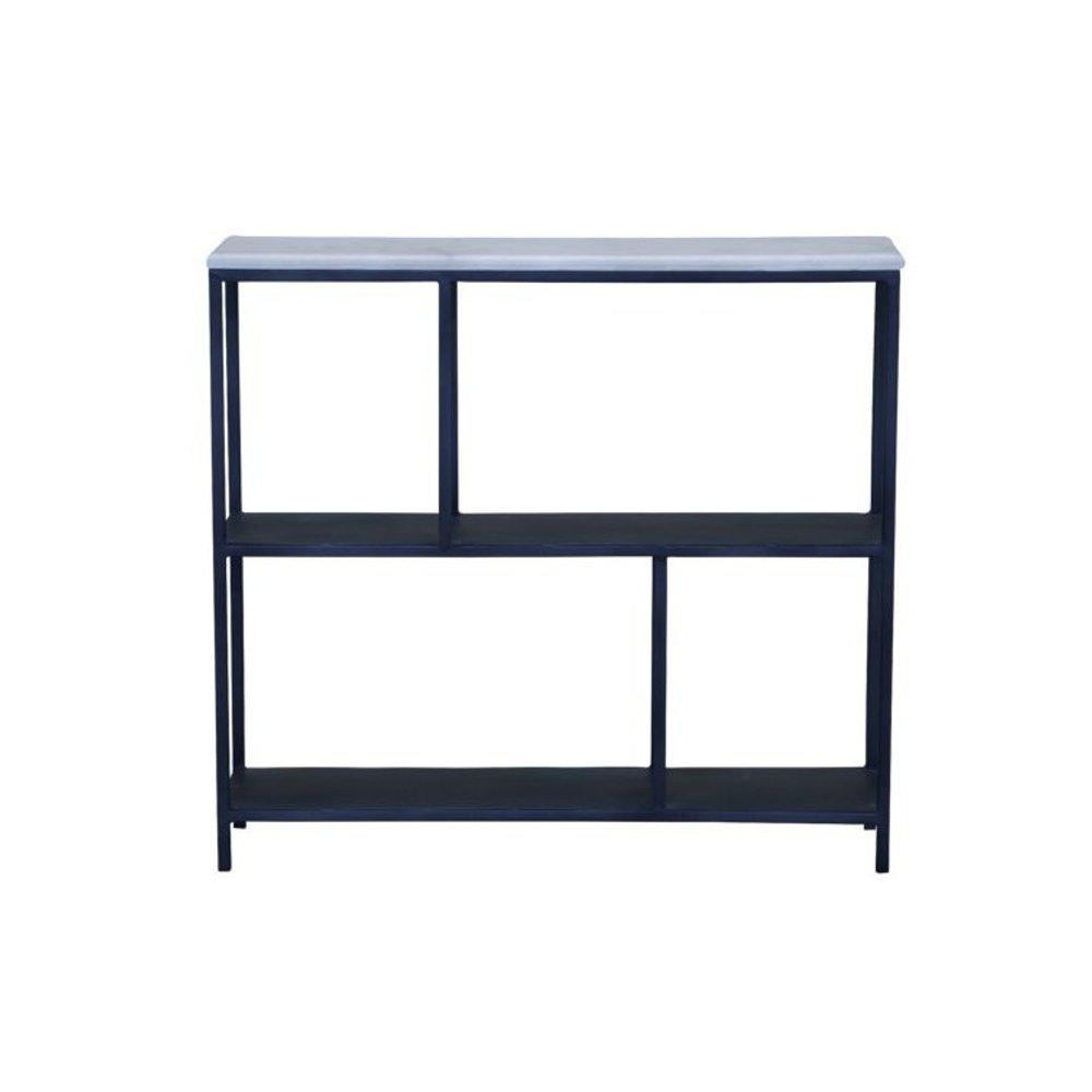 30" Black and White Iron Three Tier Geometric Bookcase HomeRoots