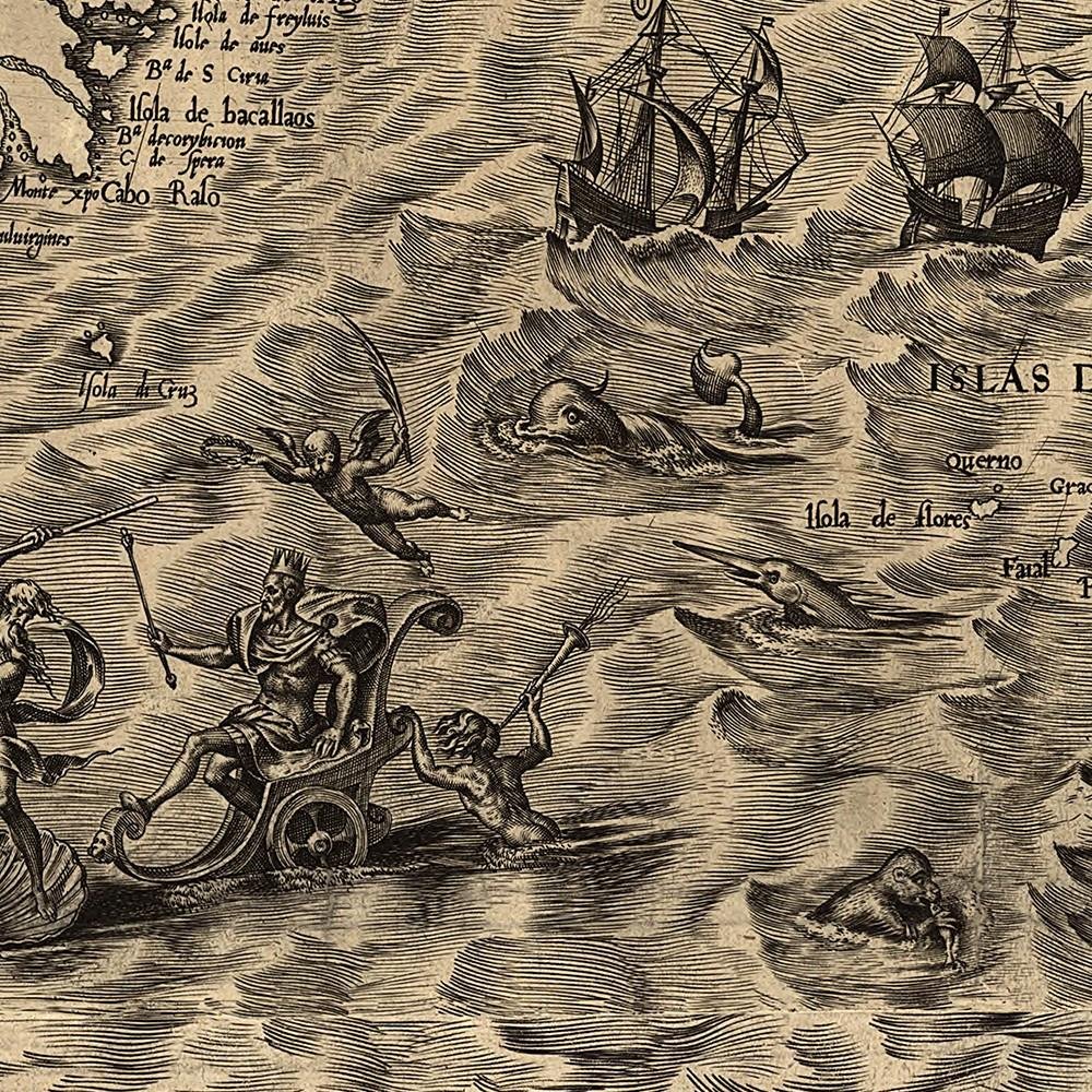 Vintage 1598 Map Of The Americas Unframed Print Wall Art — view 7