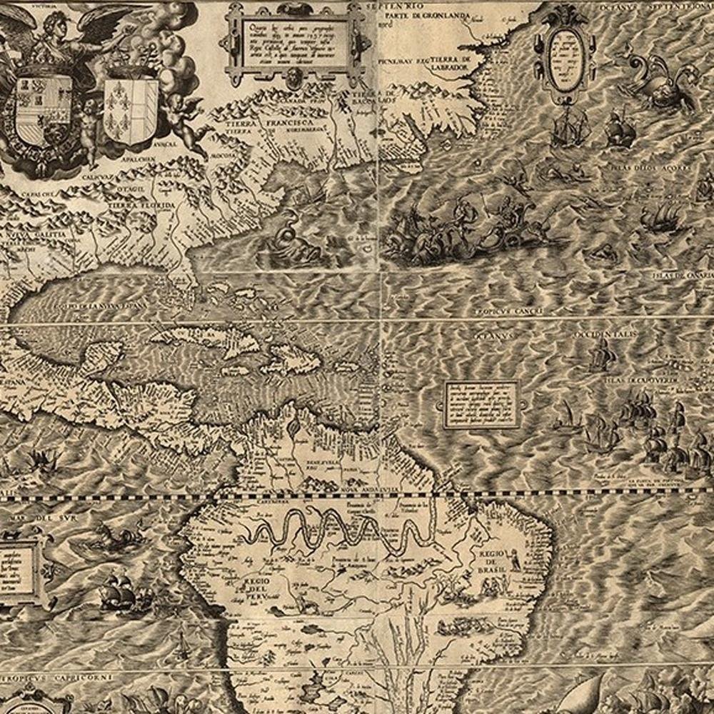 Vintage 1598 Map Of The Americas Unframed Print Wall Art — view 10
