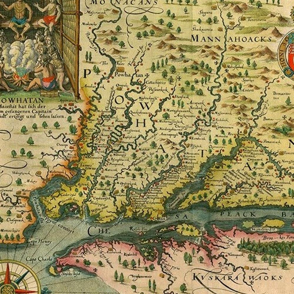 24" X 32" Map Of Virginia C1627 Vintage  Poster Wall Art HomeRoots