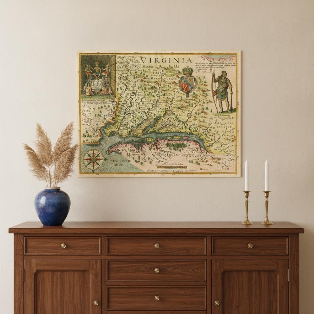 24" X 32" Map Of Virginia C1627 Vintage  Poster Wall Art — view 1