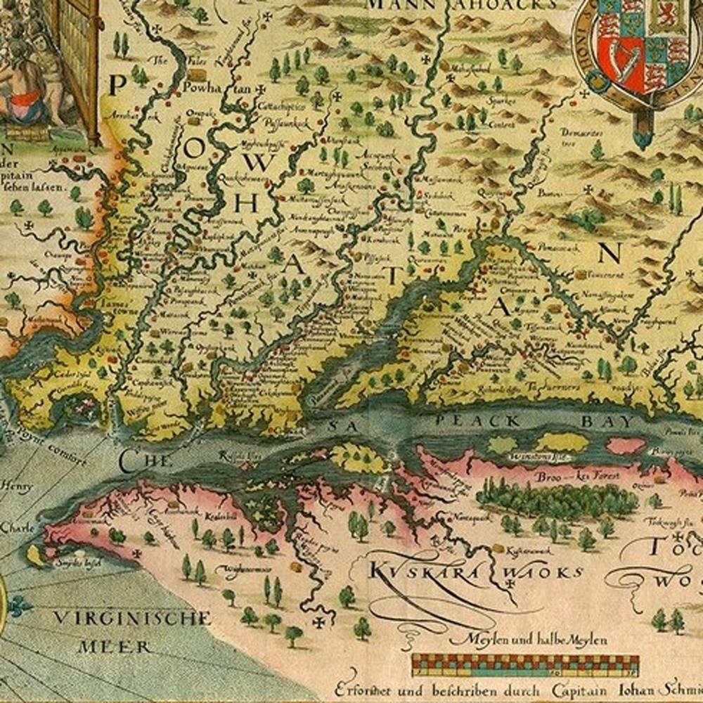 24" X 32" Map Of Virginia C1627 Vintage  Poster Wall Art HomeRoots