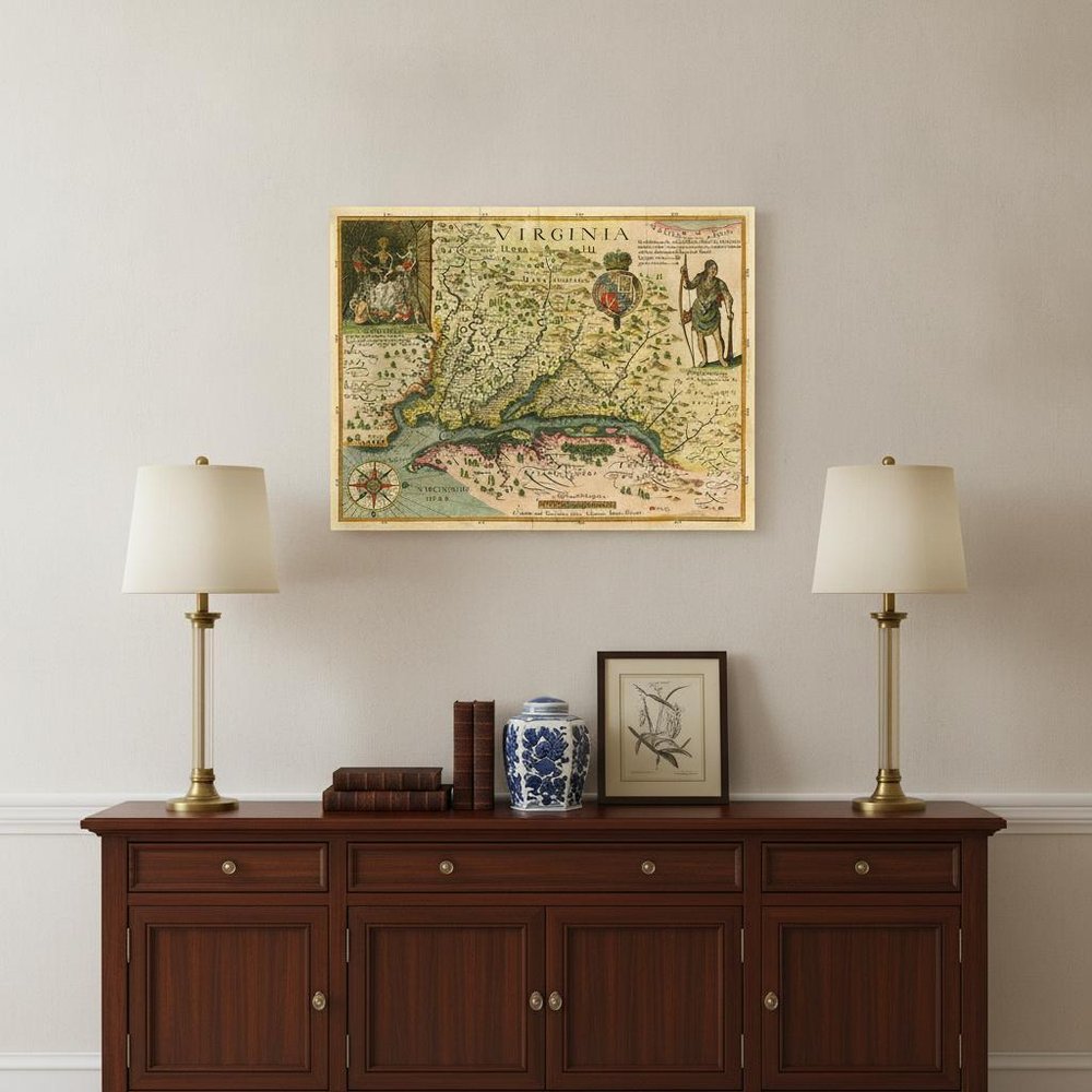 24" X 32" Map Of Virginia C1627 Vintage  Poster Wall Art HomeRoots