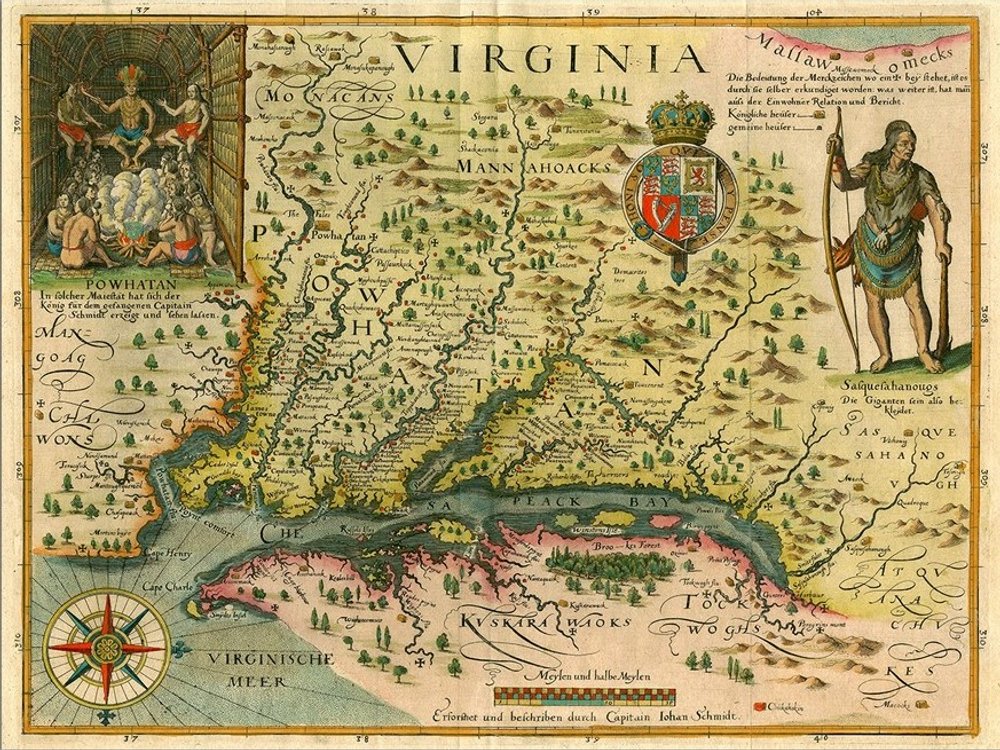 24" X 32" Map Of Virginia C1627 Vintage  Poster Wall Art HomeRoots