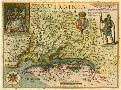 24" X 32" Map Of Virginia C1627 Vintage  Poster Wall Art HomeRoots