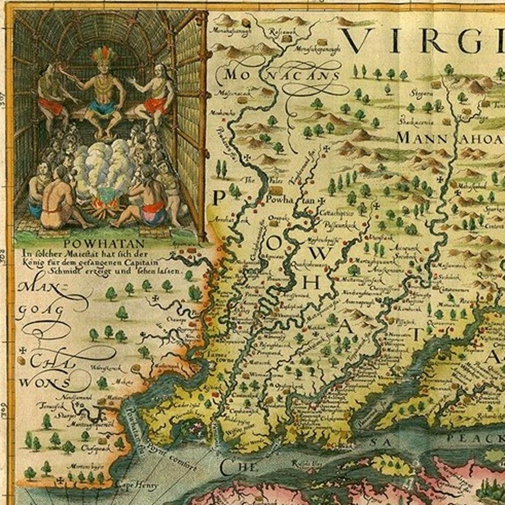 24" X 32" Map Of Virginia C1627 Vintage  Poster Wall Art HomeRoots