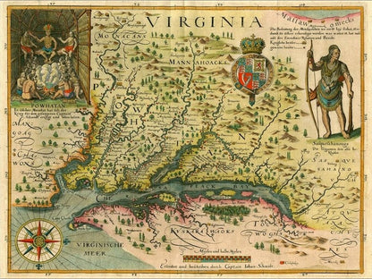 24" X 32" Map Of Virginia C1627 Vintage  Poster Wall Art HomeRoots
