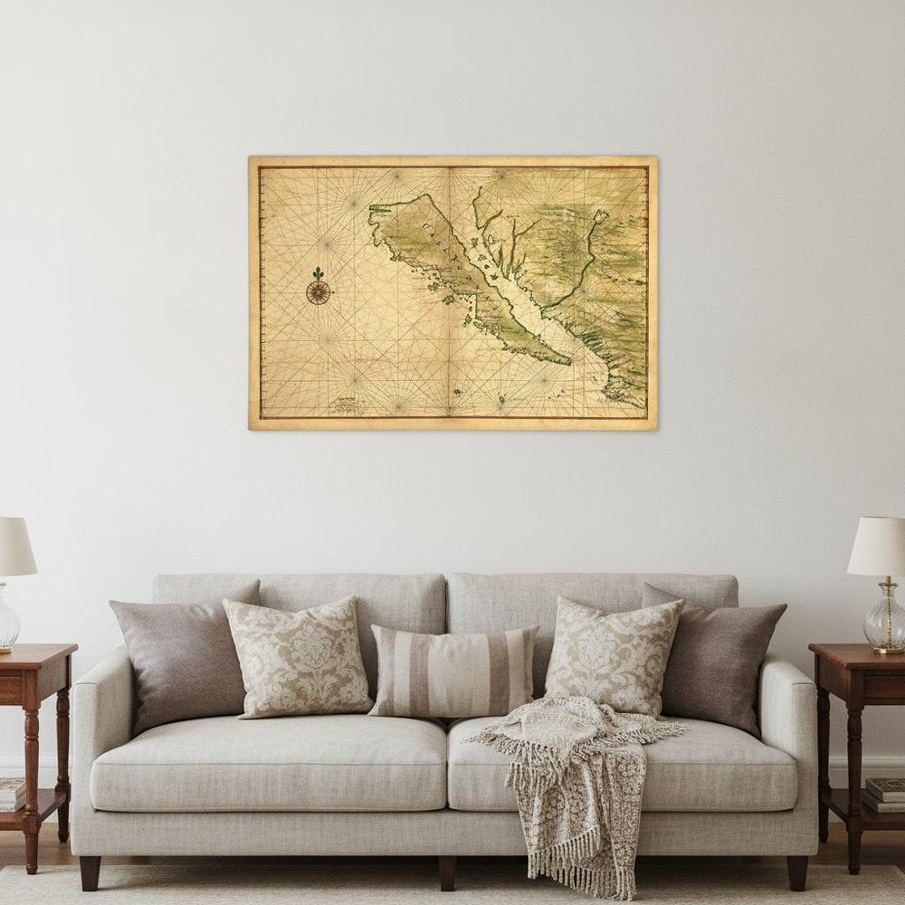 16" X 24" California As An Island C1650 Vintage Map Wall Art — view 5