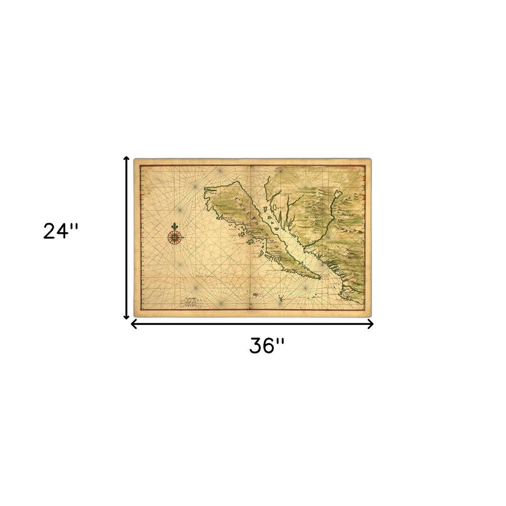 16" X 24" California As An Island C1650 Vintage Map Wall Art