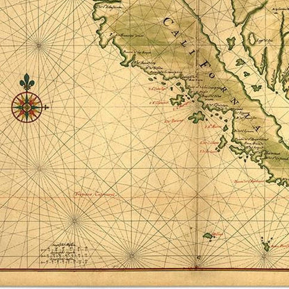 16" X 24" California As An Island C1650 Vintage Map Wall Art