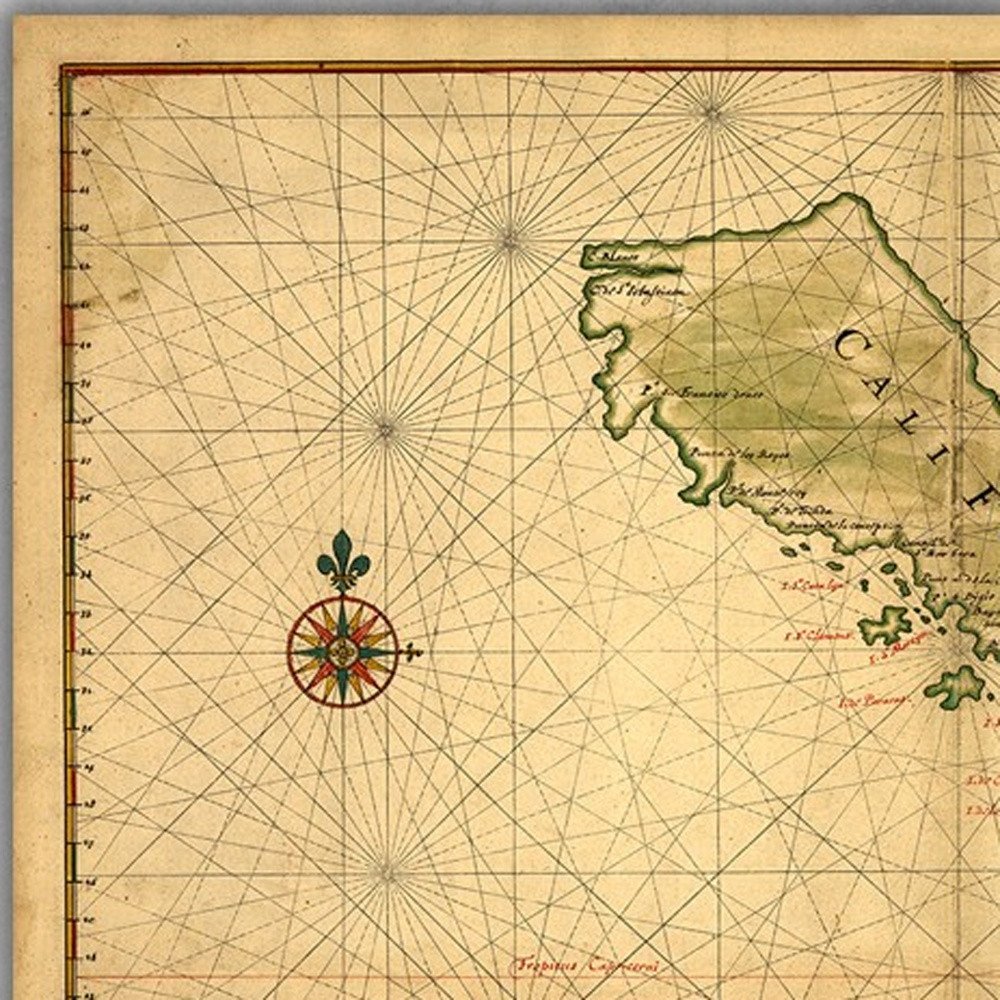 16" X 24" California As An Island C1650 Vintage Map Wall Art — view 2