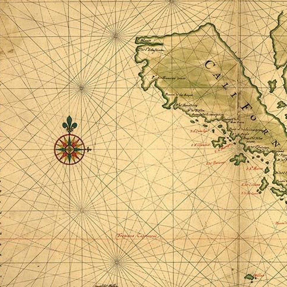 16" X 24" California As An Island C1650 Vintage Map Wall Art