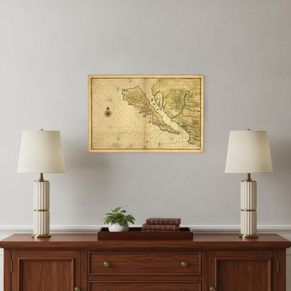 16" X 24" California As An Island C1650 Vintage Map Wall Art — view 10