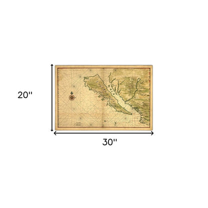 16" X 24" California As An Island C1650 Vintage Map Wall Art
