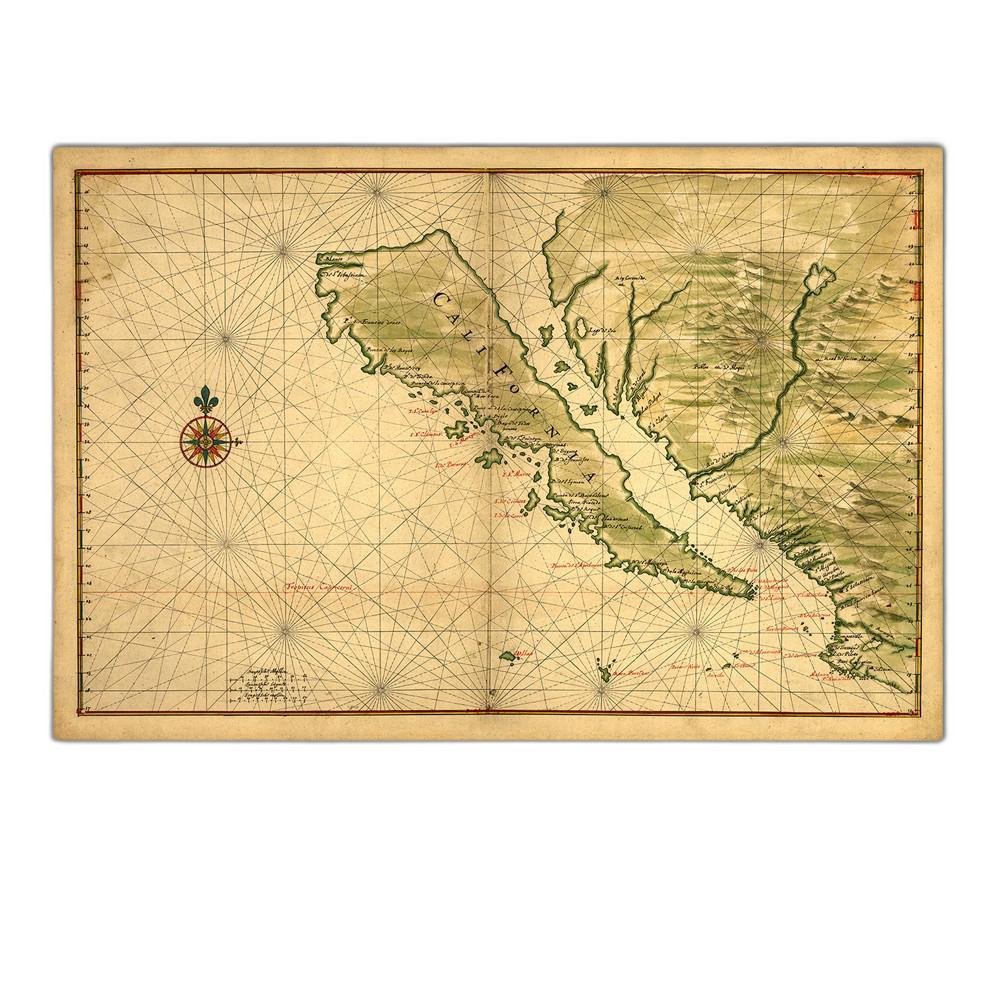 16" X 24" California As An Island C1650 Vintage Map Wall Art — view 11
