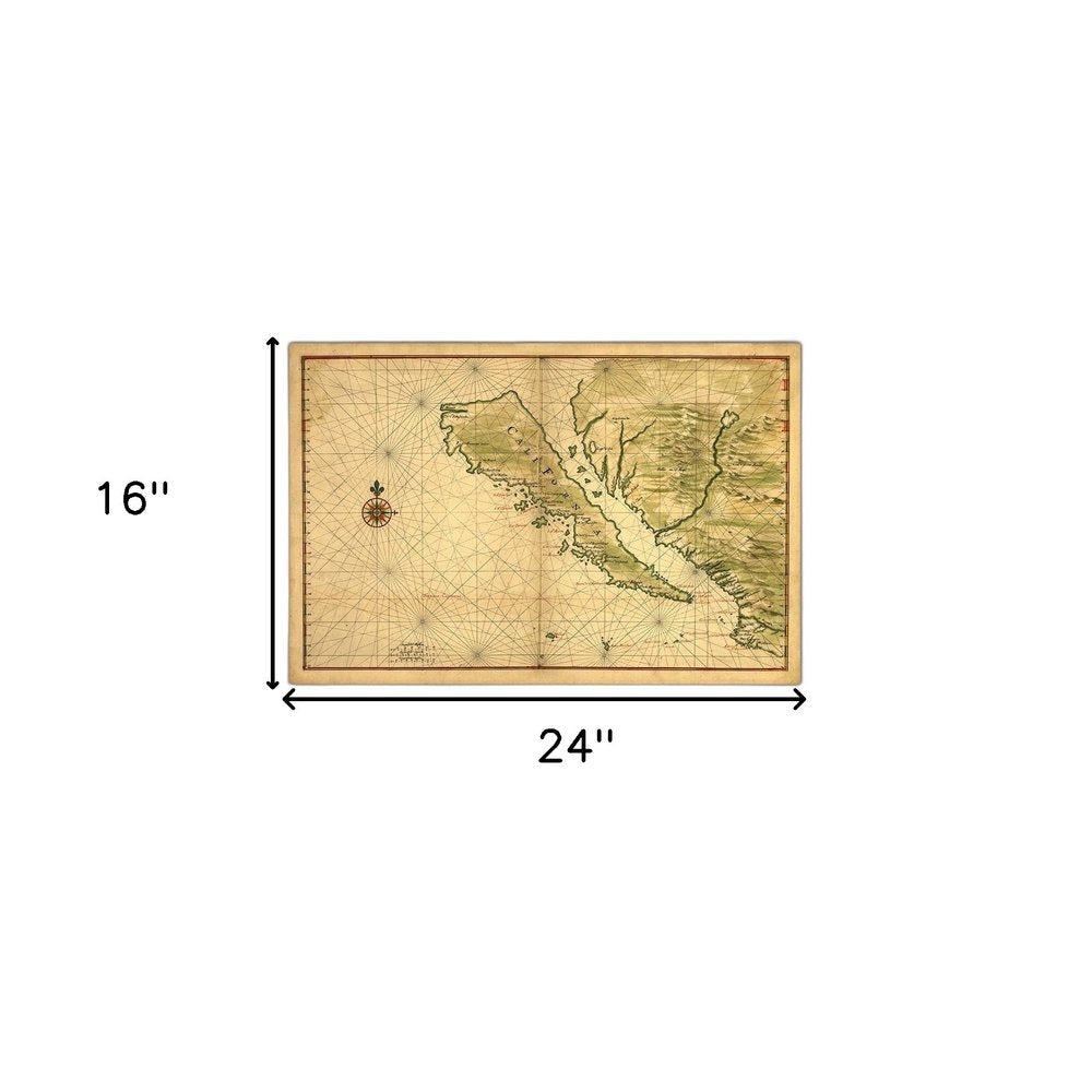 16" X 24" California As An Island C1650 Vintage Map Wall Art — view 16