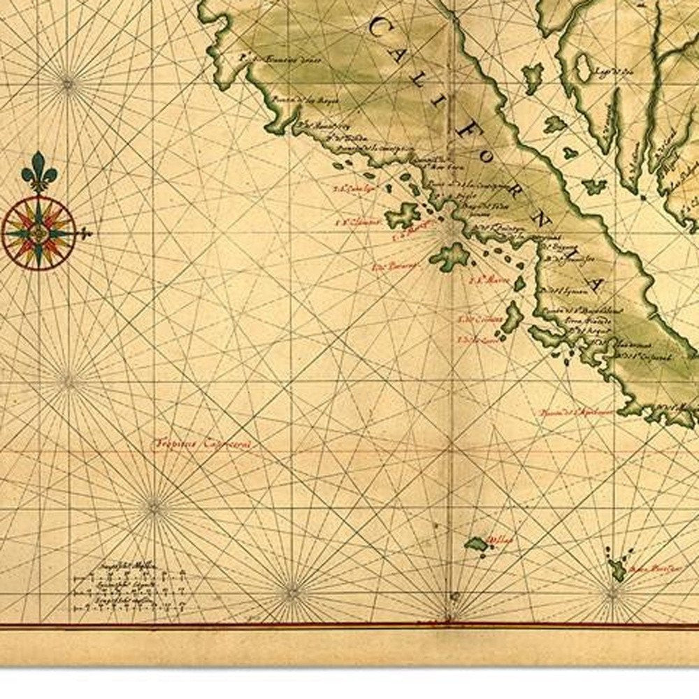16" X 24" California As An Island C1650 Vintage Map Wall Art — view 13