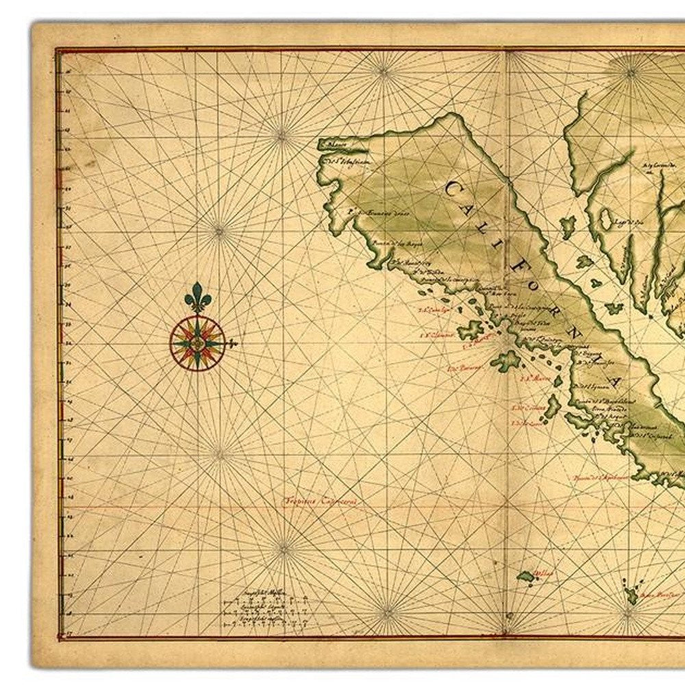 16" X 24" California As An Island C1650 Vintage Map Wall Art — view 18
