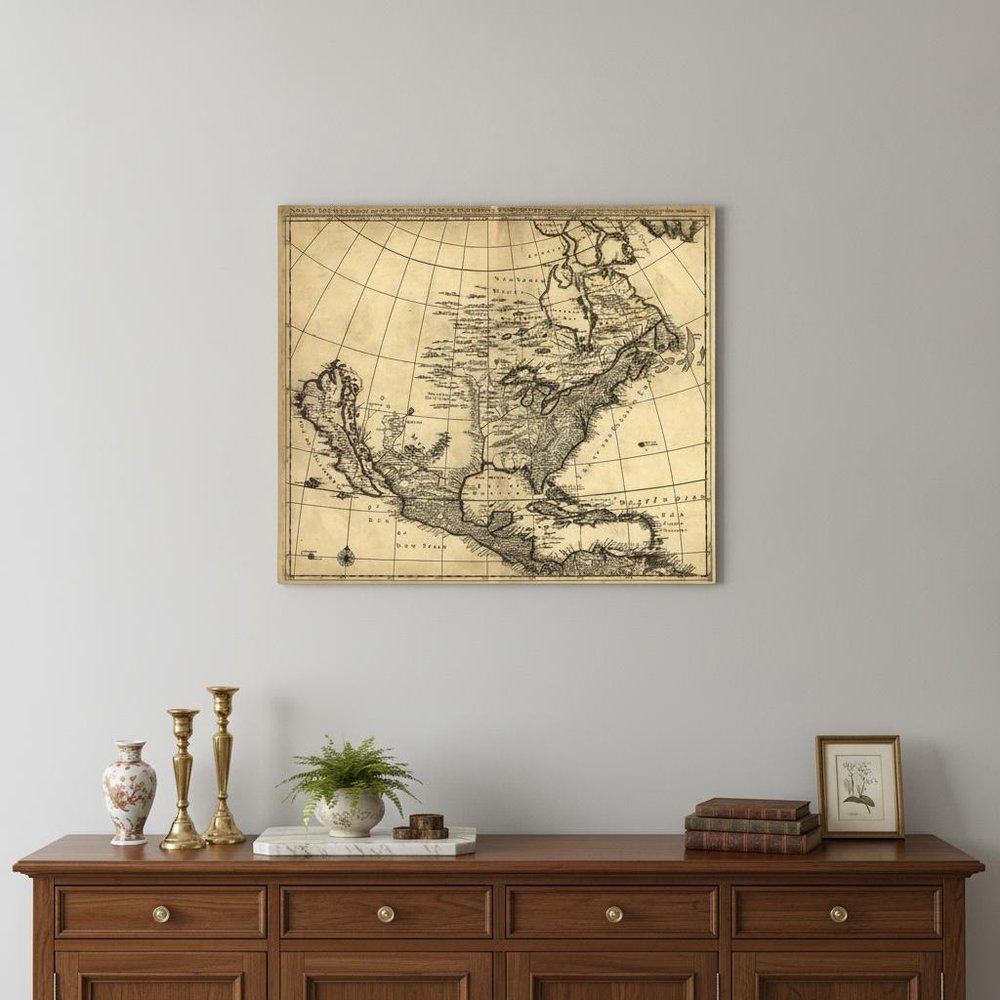 24" X 28" Map Of North America C1685 Vintage  Poster Wall Art — view 3