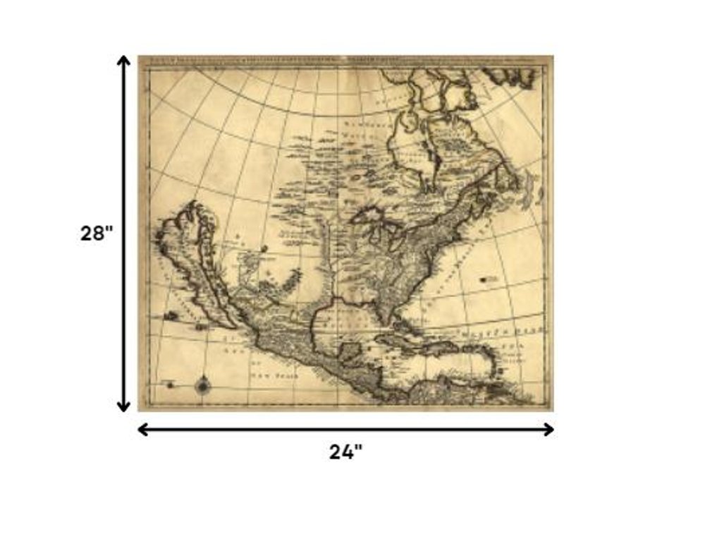 24" X 28" Map Of North America C1685 Vintage  Poster Wall Art — view 1