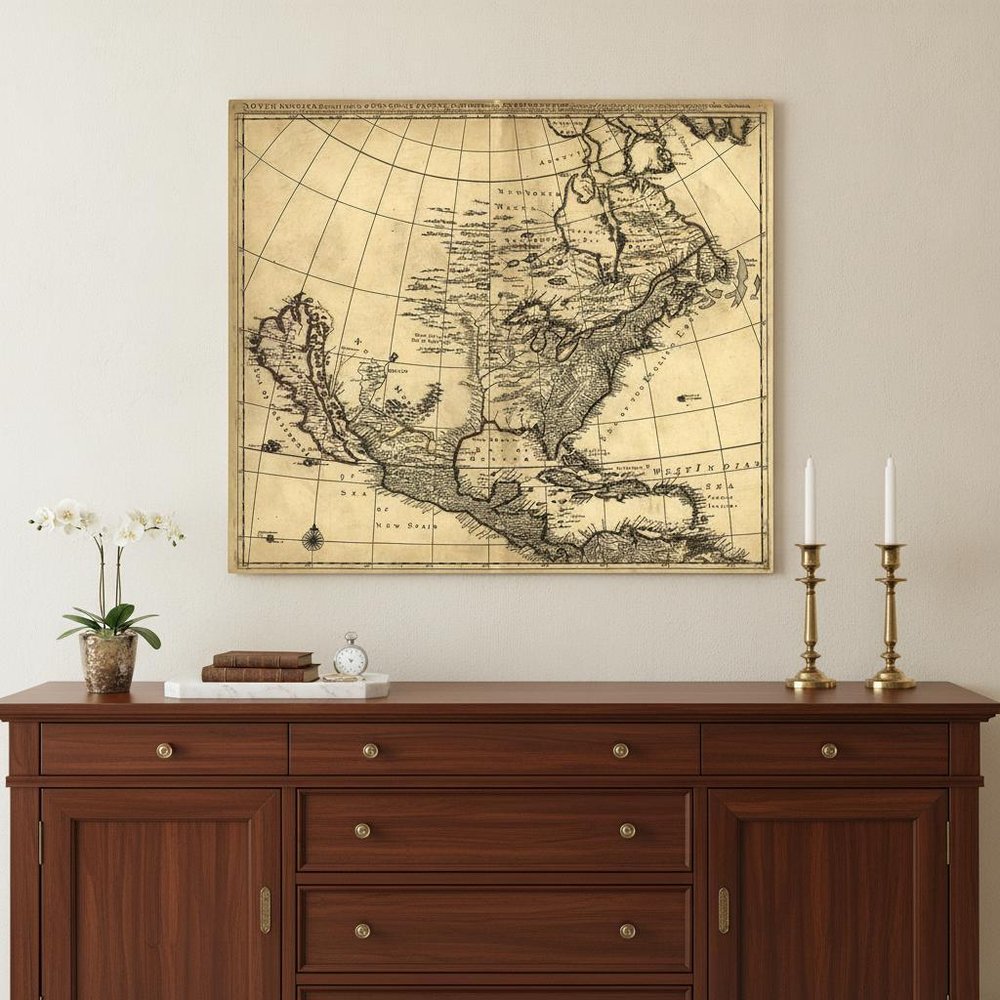 24" X 28" Map Of North America C1685 Vintage  Poster Wall Art — view 5