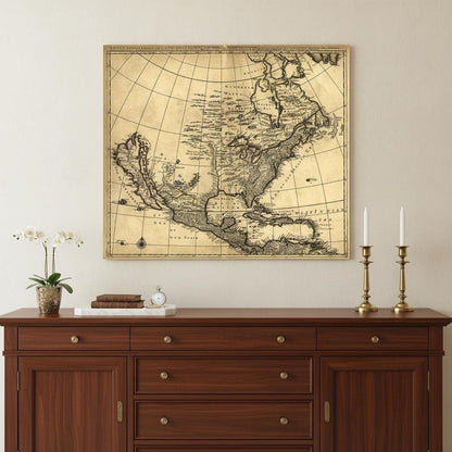 24" X 28" Map Of North America C1685 Vintage  Poster Wall Art