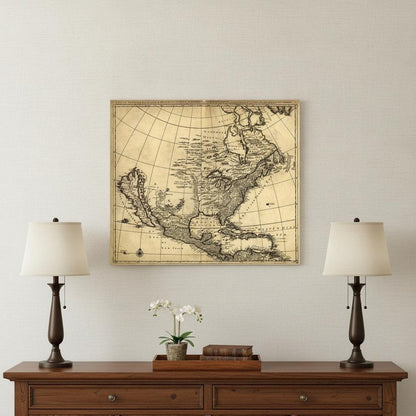 24" X 28" Map Of North America C1685 Vintage  Poster Wall Art