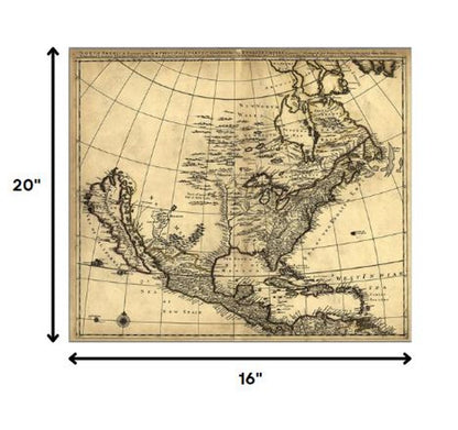 24" X 28" Map Of North America C1685 Vintage  Poster Wall Art