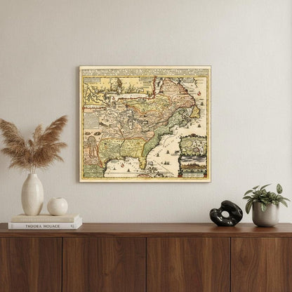 Vintage 1718 Map Of New France Unframed Print Wall Art HomeRoots