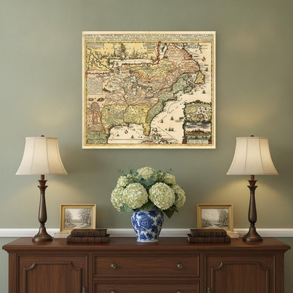 Vintage 1718 Map Of New France Unframed Print Wall Art HomeRoots