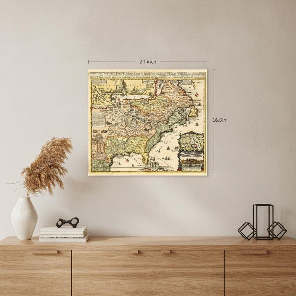Vintage 1718 Map Of New France Unframed Print Wall Art HomeRoots