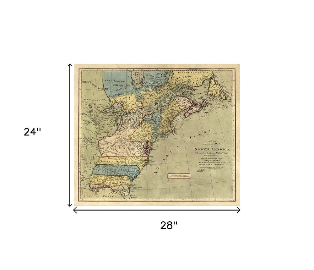 Vintage 1771 Map Of North America Unframed Print Wall Art — view 6