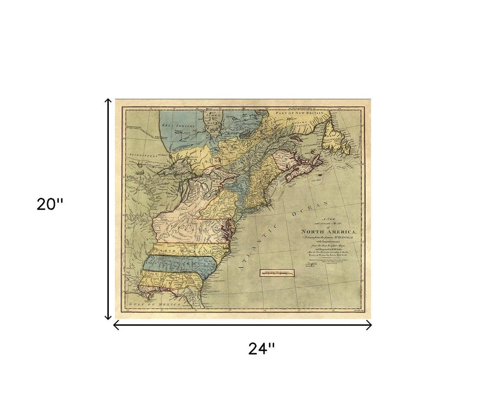 Vintage 1771 Map Of North America Unframed Print Wall Art — view 11