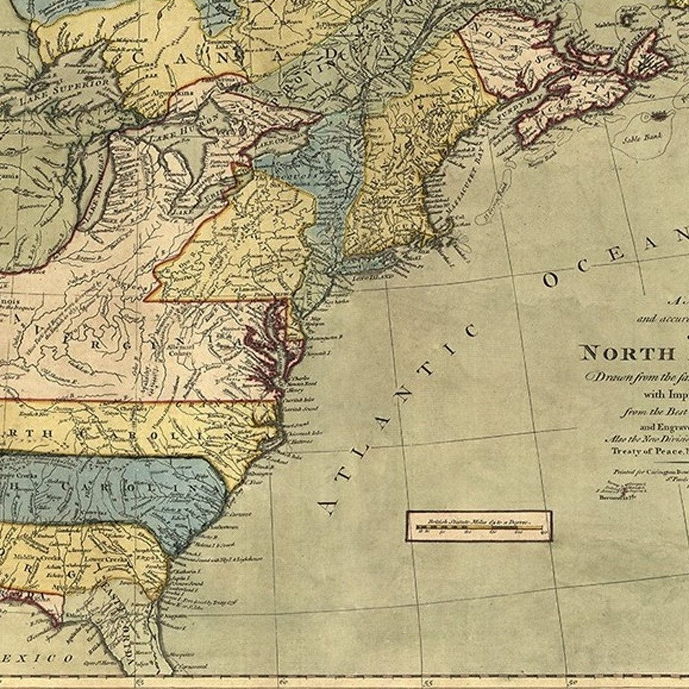 Vintage 1771 Map Of North America Unframed Print Wall Art — view 8