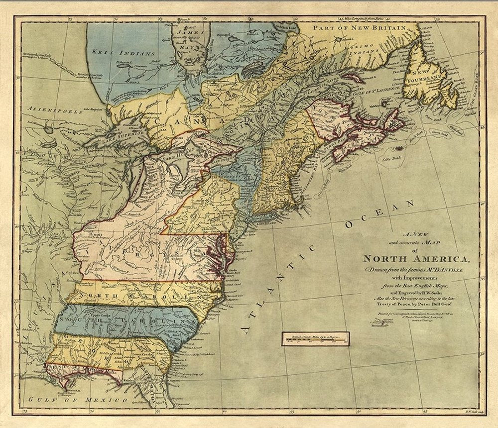 Vintage 1771 Map Of North America Unframed Print Wall Art — view 7