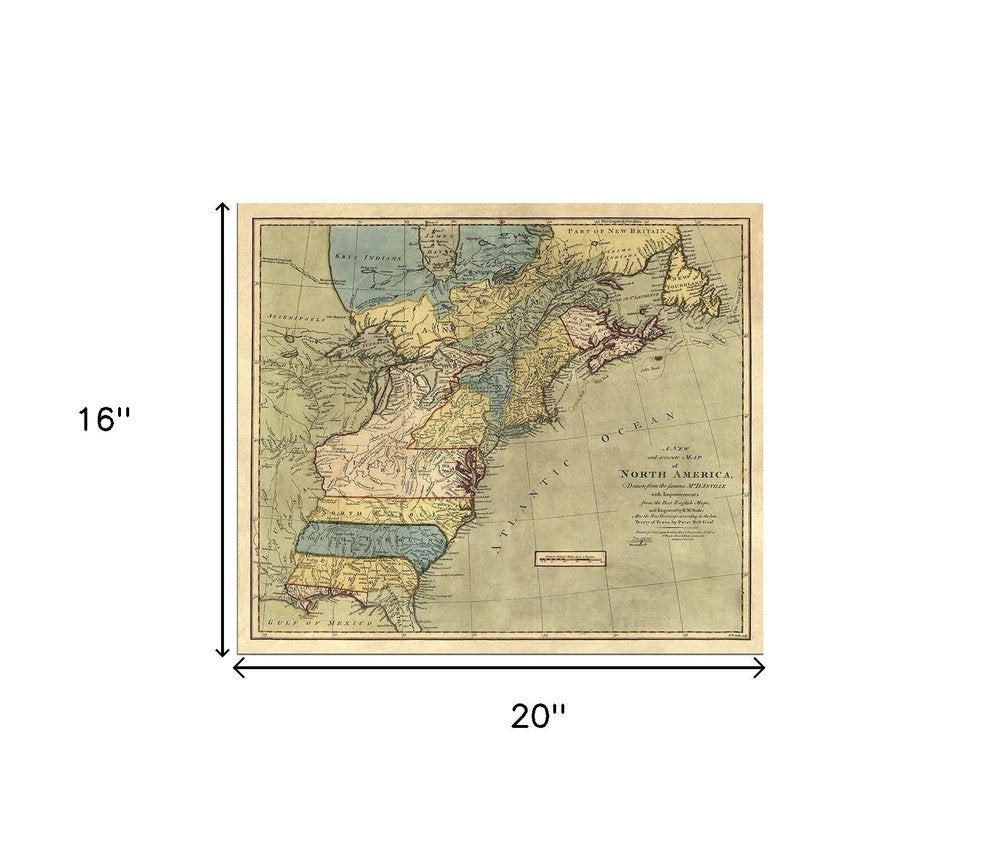 Vintage 1771 Map Of North America Unframed Print Wall Art HomeRoots
