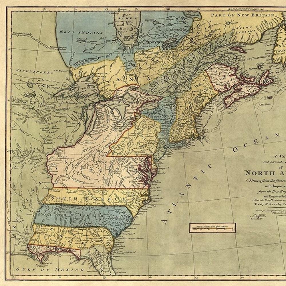 Vintage 1771 Map Of North America Unframed Print Wall Art — view 14