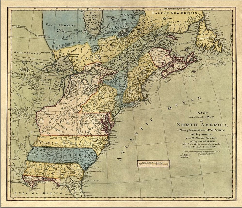 Vintage 1771 Map Of North America Unframed Print Wall Art — view 12