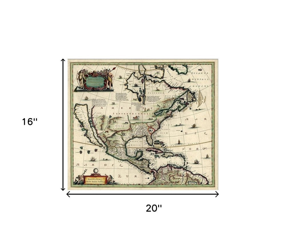 Vintage 1652 Map Of Early North America Unframed Print Wall Art — view 16