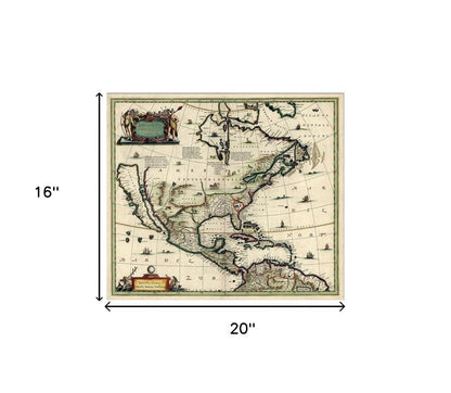 Vintage 1652 Map Of Early North America Unframed Print Wall Art