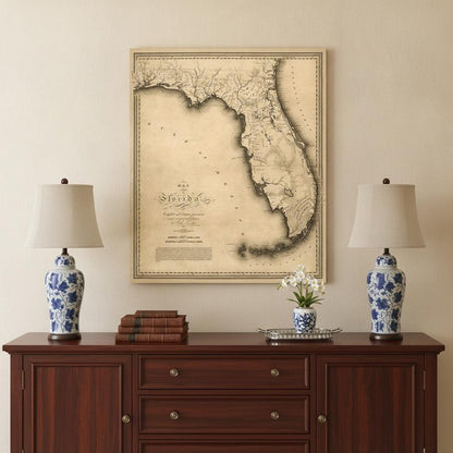 24" X 28" C1823 Early Map Of Florida  Vintage  Poster Wall Art HomeRoots