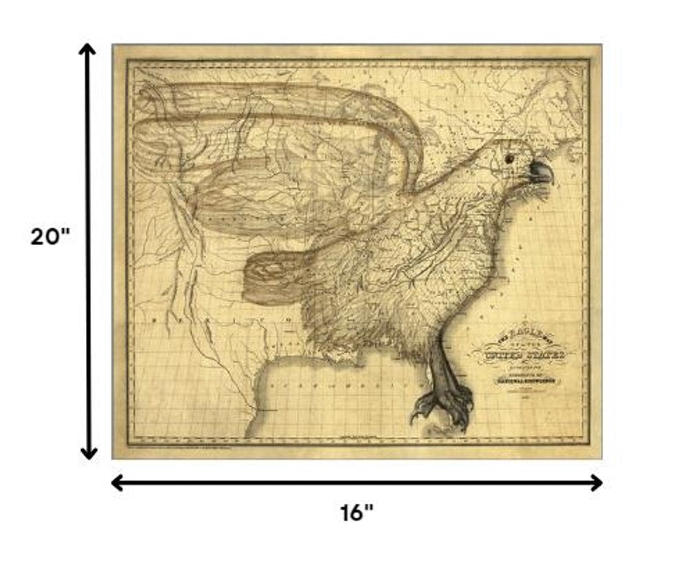 24" X 30" Eagle Map Of America C1833 Vintage  Poster Wall Art — view 7