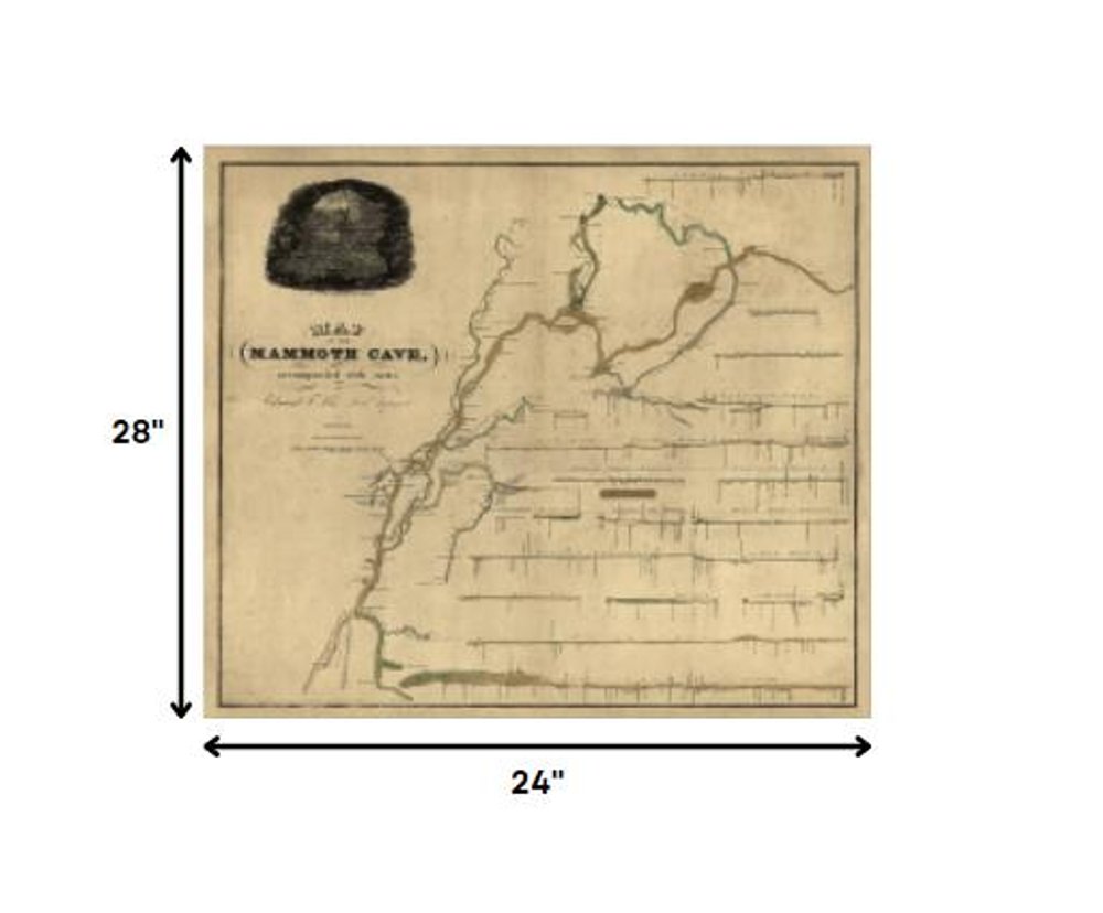 20" X 24" Map Of Kentucky Mammoth Cave Vintage Poster Wall Art — view 2