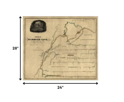20" X 24" Map Of Kentucky Mammoth Cave Vintage Poster Wall Art HomeRoots