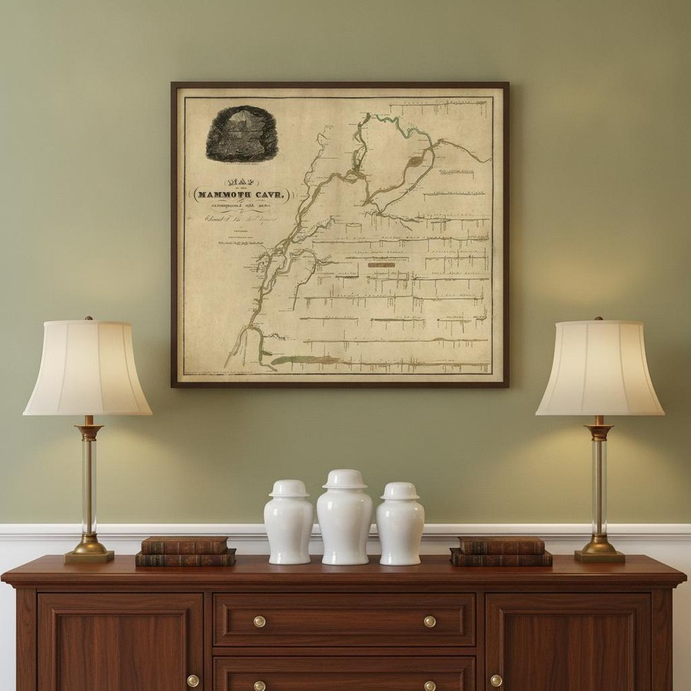 20" X 24" Map Of Kentucky Mammoth Cave Vintage Poster Wall Art HomeRoots
