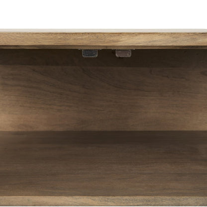 36" Natural Solid Wood Sideboard with Two Glass Doors HomeRoots