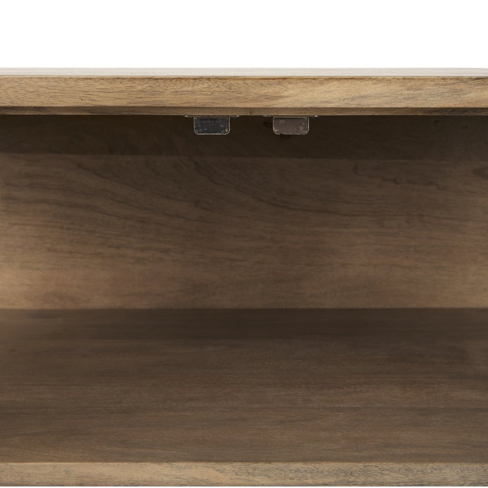 36" Natural Solid Wood Sideboard with Two Glass Doors HomeRoots