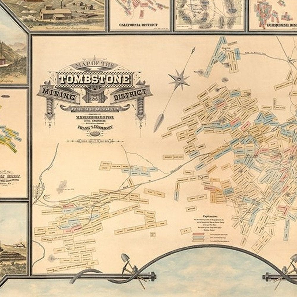 24" X 32" Map Of Tombstone Mining District Vintage Travel Poster Wall Art — view 4