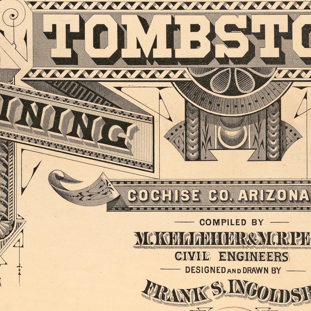 24" X 32" Map Of Tombstone Mining District Vintage Travel Poster Wall Art HomeRoots